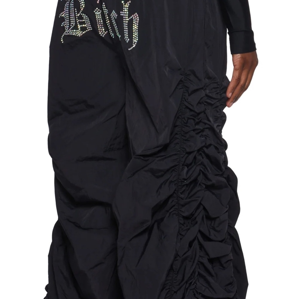 Dolls Kill Poster Girl B!tch Not Nice Wide Leg Nylon Pants RARE NWT small - Picture 7 of 9